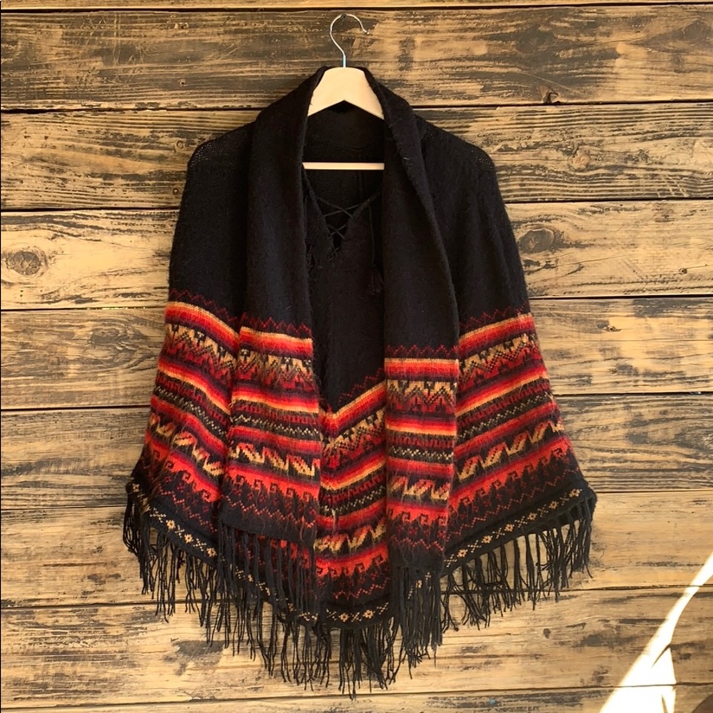 Boho Fringed Poncho
